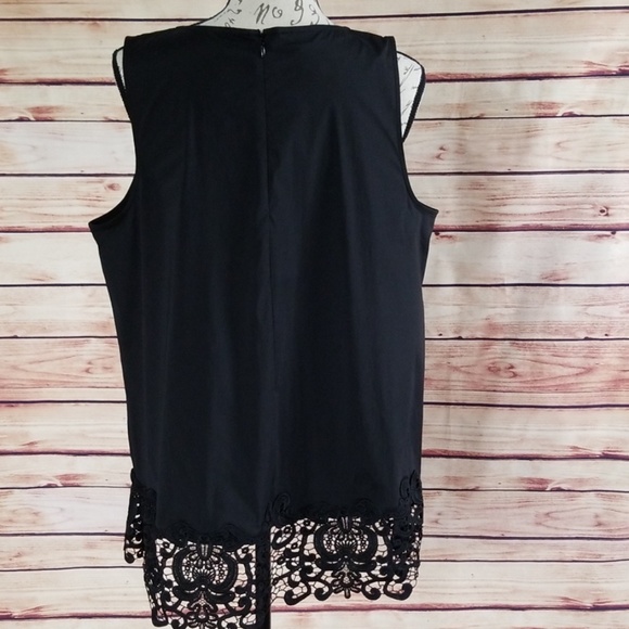 NWT Alfani Black crochet trim sleeveless blouse - Picture 2 of 7